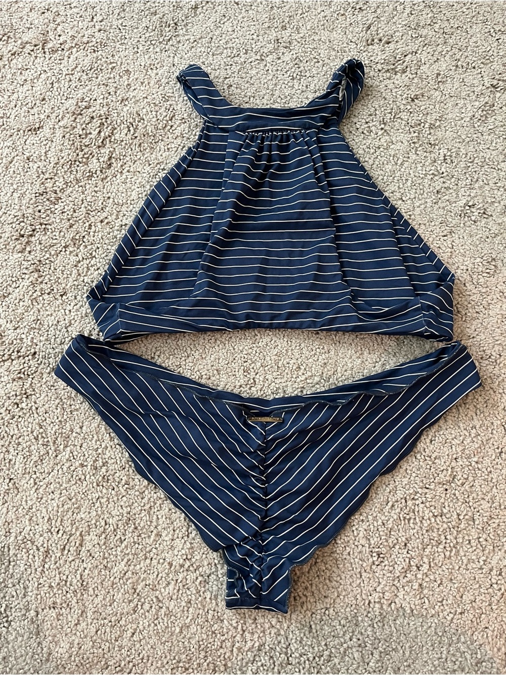 Boys + Arrows Navy and White Striped Bikini Set - Picture 2 of 6